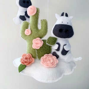 Baby Mobile cow, cactus mobile, baby Mobile clouds, baby decor farm, farm nursery, baby girl mobile, baby nursery cactus, baby girl nursery image 8