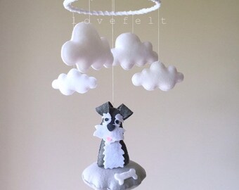 Felt mobile - Dog Baby mobile  - dog mobile - baby mobile dog - schnauzer mobile