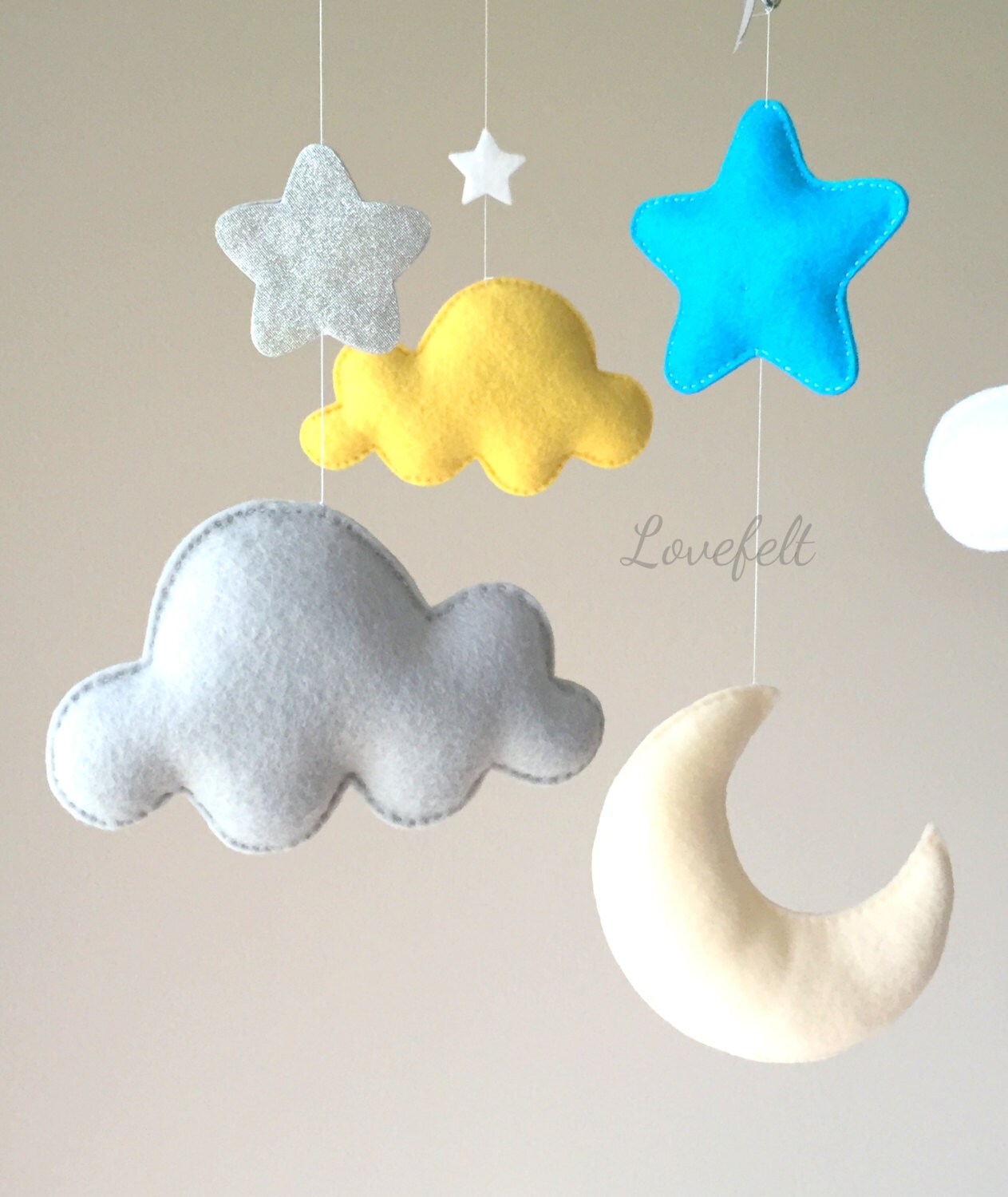 Baby Mobile Cloud Mobile Moon Clouds Mobile Yellow and Etsy Canada