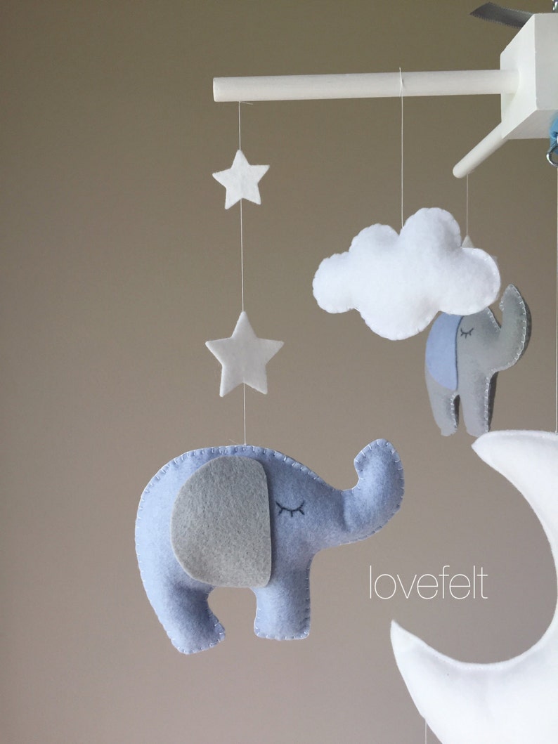 Baby Crib Mobile Baby Mobile Elephant Mobile Mobile Gray Etsy UK