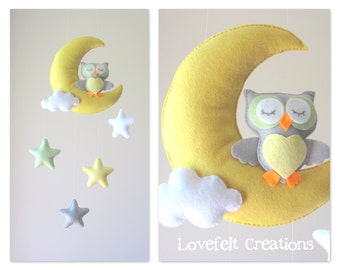 Baby mobile - Owl mobile - Crib Mobile Owl - Baby Mobile Stars