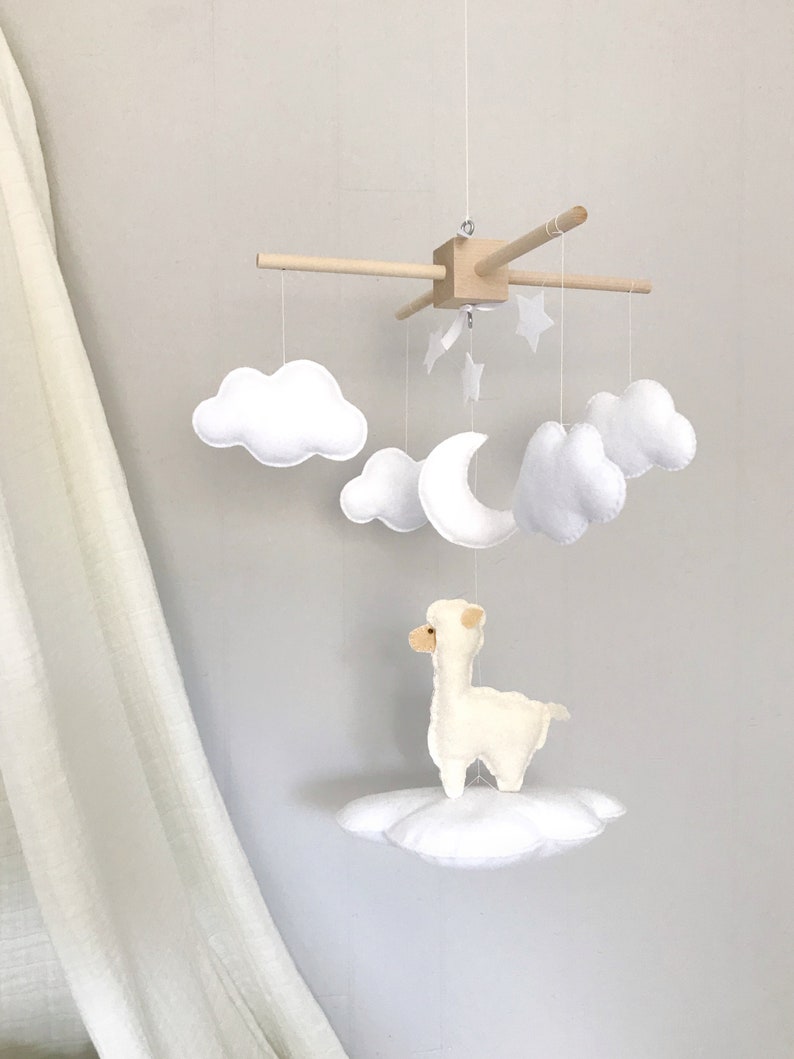 Llama baby mobile llama mobile cactus mobile boho nursery neutral mobile neutral nursery image 2