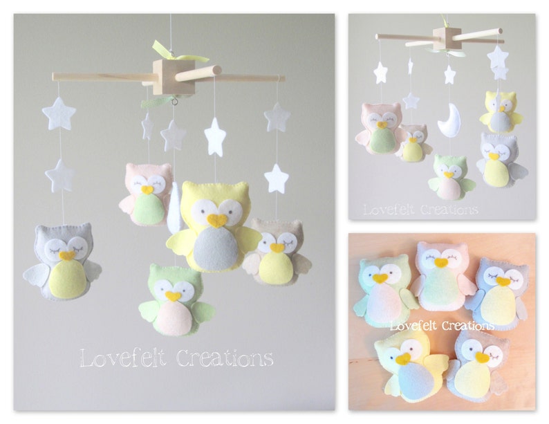 Owl Baby Crib Mobile Baby Mobile Owl mobile Neutral Etsy