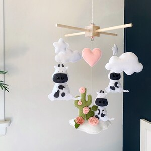 Baby Mobile cow, cactus mobile, baby Mobile clouds, baby decor farm, farm nursery, baby girl mobile, baby nursery cactus, baby girl nursery image 7