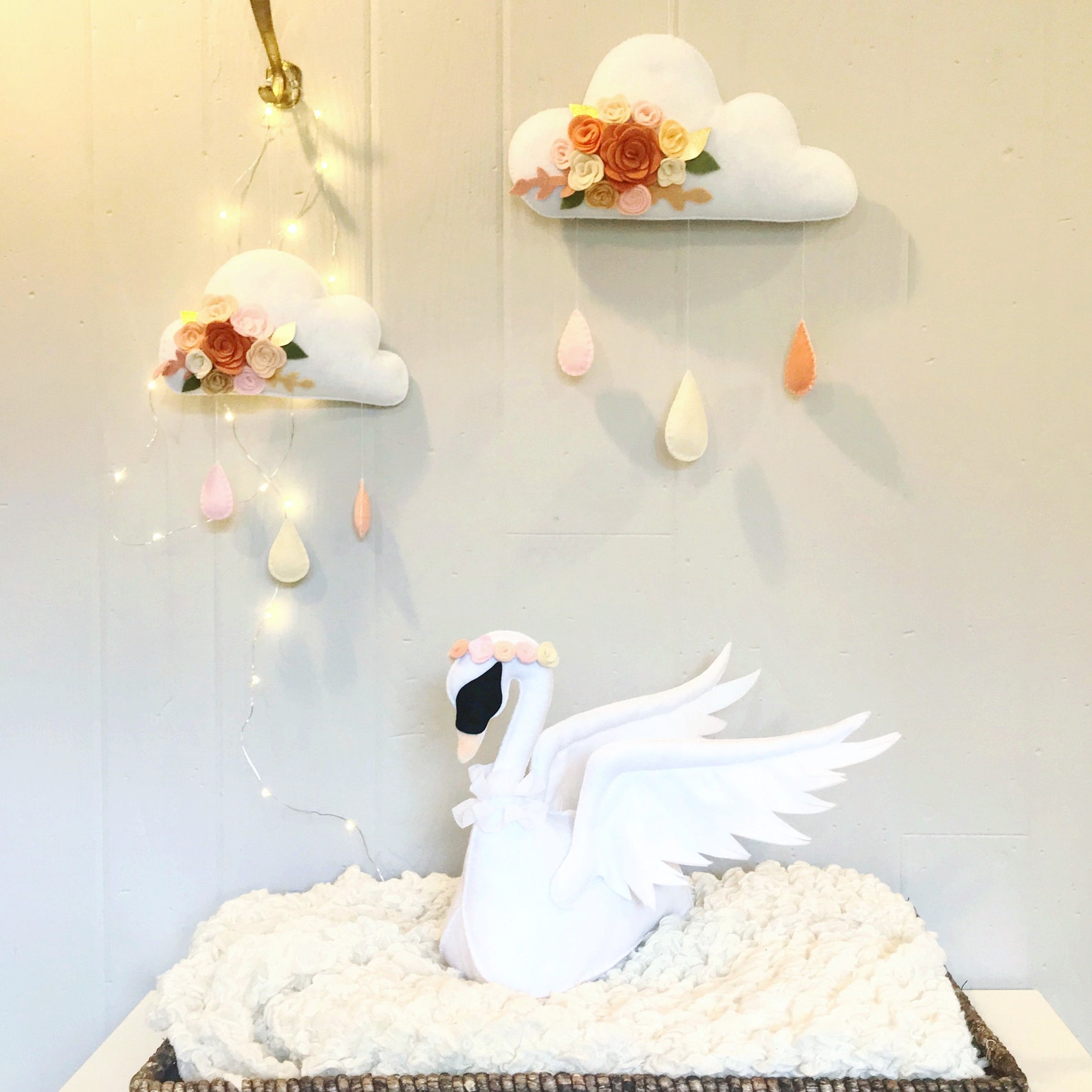 Nursery Set Baby Mobile Clouds Cloud Mobile Swan Mobile Etsy