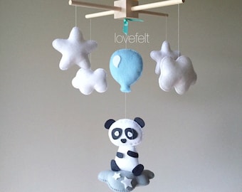 Baby Mobile - panda bear mobile - Baby mobile zoo - clouds Mobile - baby mobile animals - panda mobile