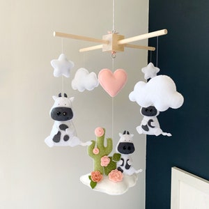 Baby Mobile cow, cactus mobile, baby Mobile clouds, baby decor farm, farm nursery, baby girl mobile, baby nursery cactus, baby girl nursery image 6