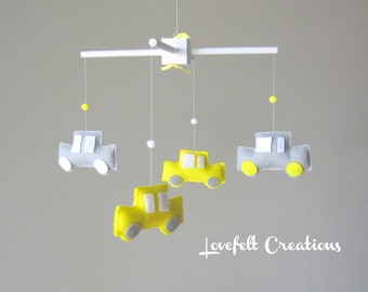 Baby Mobile -Baby Crib Mobile - Car Mobile - Yellow and Gray Mobile - Or Pick your colors :)