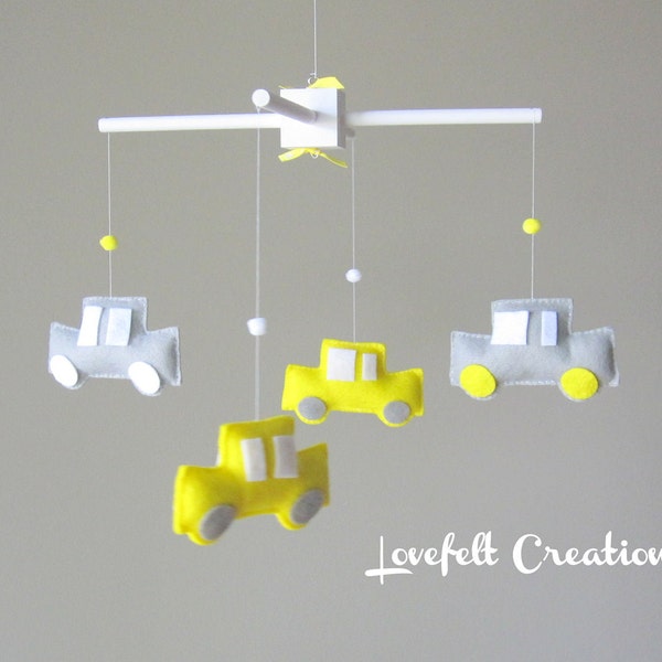 Baby Mobile -Baby Crib Mobile - Car Mobile - Yellow and Gray Mobile - Or Pick your colors :)