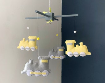 trains baby mobile, baby boy nursery mobile, baby crib mobile transportation, baby mobile choochoo, nursery decor trains, baby mobile trains