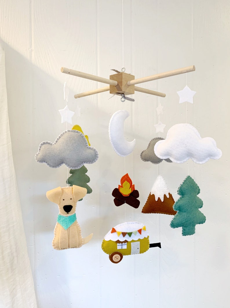Handmade Mobile Baby Mobile Camping Baby Mobile Dog Etsy