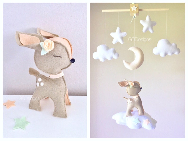 Baby Mobile Woodland Baby Mobile Fawn Deer Mobile Baby Etsy