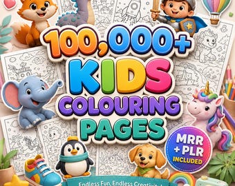 100,000+ Coloring Pages Bundle, PLR MRR Rights | 500+ Coloring Books Pdf Png Svg | Kids & Adults Gift