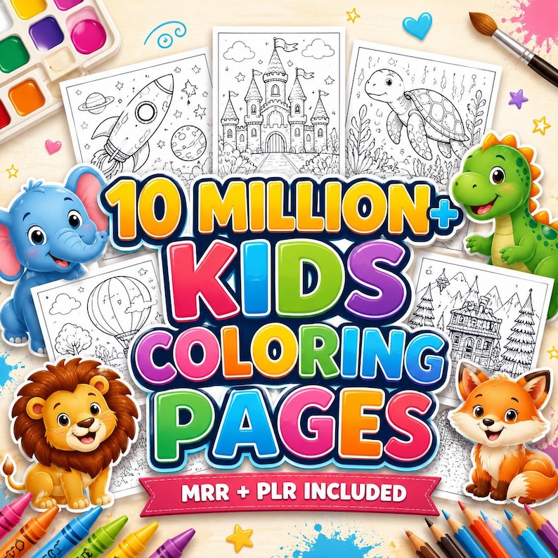10,000,000+ Coloring Pages Bundle Plr Mrr | 100,000+ Coloring Books Pdf Png Svg Ai | Kids & Adults