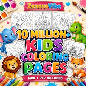 Paquete de más de 10.000.000 de páginas para colorear en formato PLR/MRR / Más de 100.000 libros para colorear en formato PDF, PNG, SVG y AI / Para niños y adultos