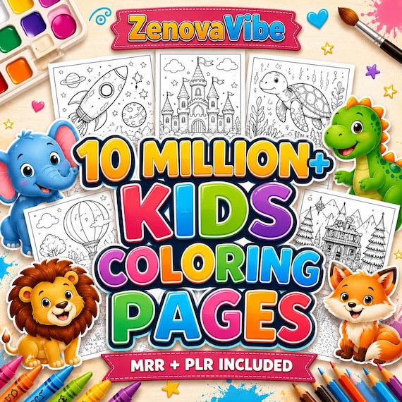 10,000,000+ Coloring Pages Bundle Plr Mrr | 100,000+ Coloring Books Pdf Png Svg Ai | Kids & Adults