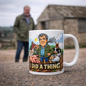 I Did a Thing-mok, humoristische koffiekop Jeremy Clarkson, verjaardagscadeau