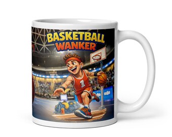 Basketball Wanker Mug: Funny Ceramic Coffee Cup for Players (11 oz)