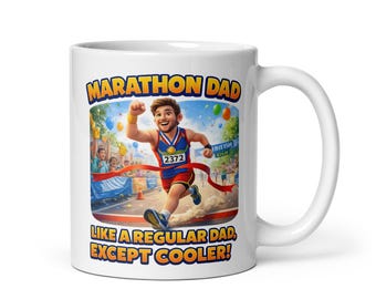 Marathon Dad Ceramic Mug, Funny Runner Coffee Cup, Birthday Father's Day Gift