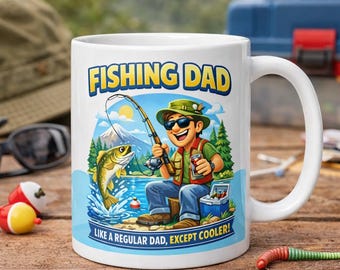 Fishing Dad Ceramic Mug, Angler Coffee Cup, Fisherman Present