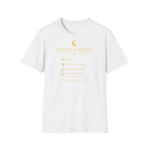 T-shirt « Checklist de nuit » | T-shirt « Infirmière de nuit », texte en allemand