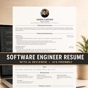 Könnte beinhalten: Ein Lebenslauf eines Software-Ingenieurs mit dem Namen James Carter, der Berufserfahrung, Fähigkeiten und Erfolge hervorhebt. Der Lebenslauf umfasst Abschnitte zu beruflicher Zusammenfassung, Berufserfahrung, Fähigkeiten, Erfolgen, Schulungen, Ausbildung und Sprachen.
