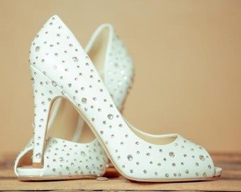 Wedding Shoes, Custom swarovski wedding bridal shoes, Bridal and Prom High Heels