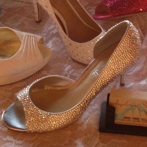 Wedding shoes, silver swarovski bridal high heels, prom shoes, custom swarovski image 4