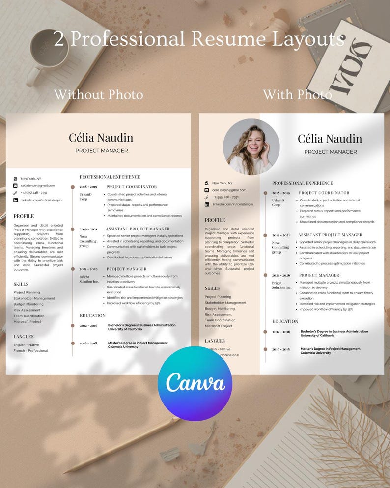 Modern Resume Template | ATS Friendly CV | Editable Canva Resume ...