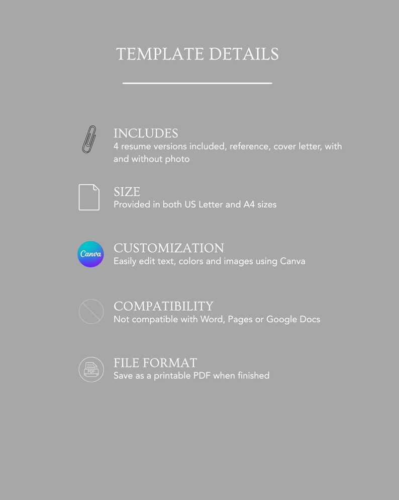 Modern Resume Template Canva | Two Column CV | ATS Ready | Entrance ...
