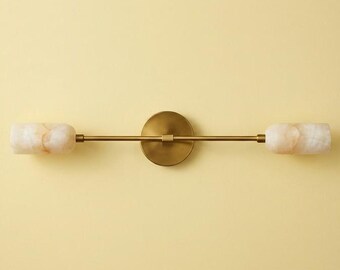 Brass Wall Sconce, Minimalist Vanity Light,Marble Shade Cone Modern Wall Lamp, Hotel Style Bathroom Fixture