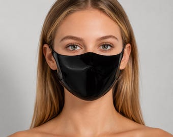 Latex Gesichtsmaske | Handgefertigtes Cosplay Kostüm Zubehör | Halloween Party Prop Fetisch Clubwear | Glänzendes, angepasstes Design für Frauen und Männer