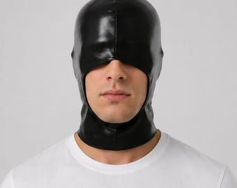 Kunstleder Haubenmaske | Voll Kopfbedeckung Gothic Wet Look Cosplay Halloween | Theatrical Prop Club Wear Kostümzubehör