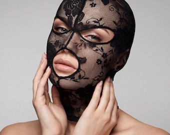 Florale Spitze Balaclava Haube Maske - Gothic Fischnetz Kopfbedeckung