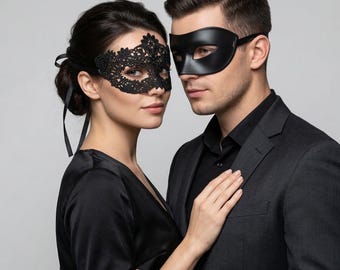 Venezianische Maskerade Maske mit schwarzer Spitze - Elegante Party Augenmaske