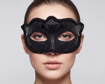 Schwarze venezianische Maskerade Maske - Elegantes Unisex Party, Karneval Accessoire