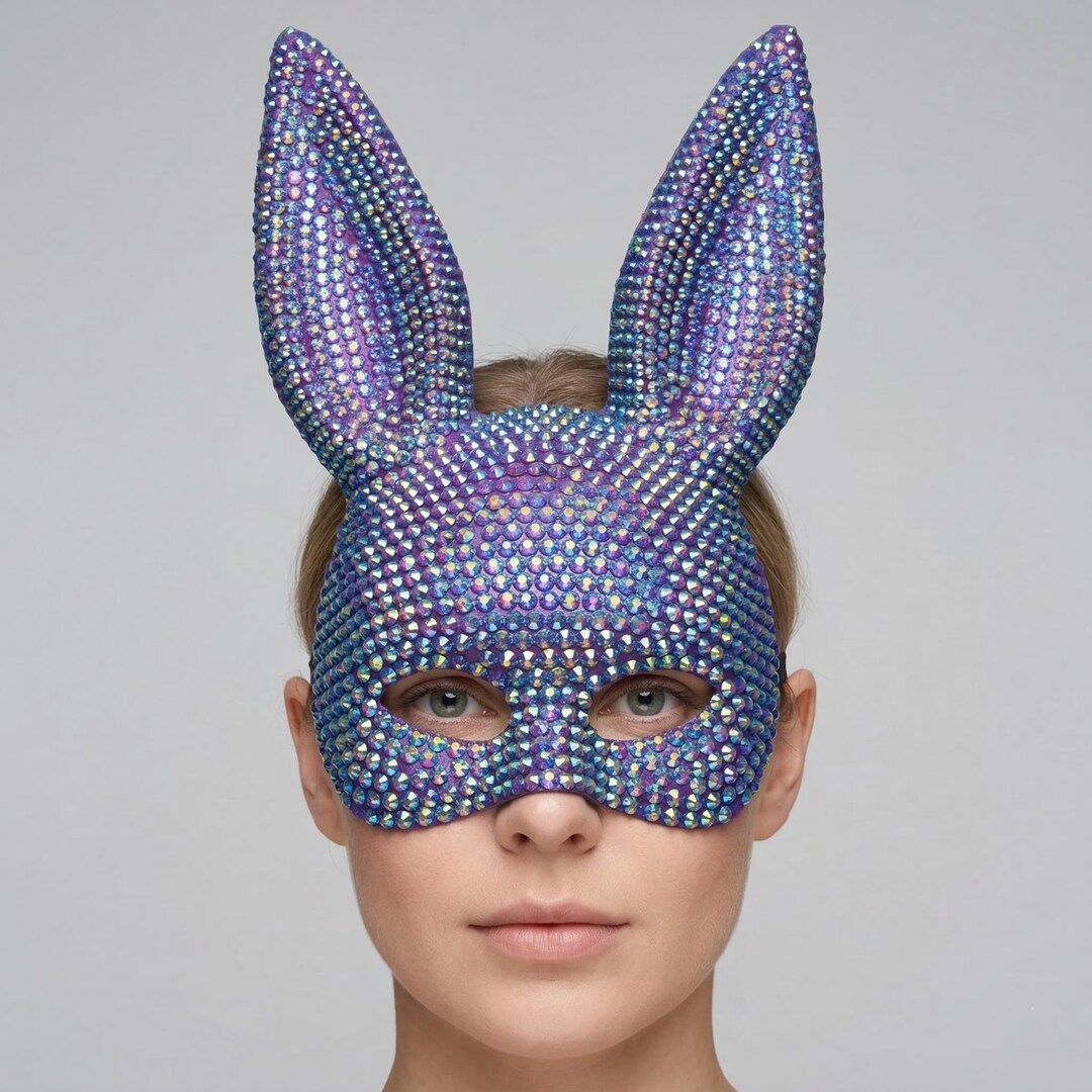 Sparkly Rhinestone Bunny Mask – Crystal Masquerade, Cosplay, Festival ...