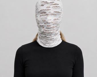 Beunruhigt Ledermaske Gothic Punk Gesichtsschutz | Ripped Texture Reitmaske winddicht | Motorrad Ski Maske Burning Man Halloween-Kostüm