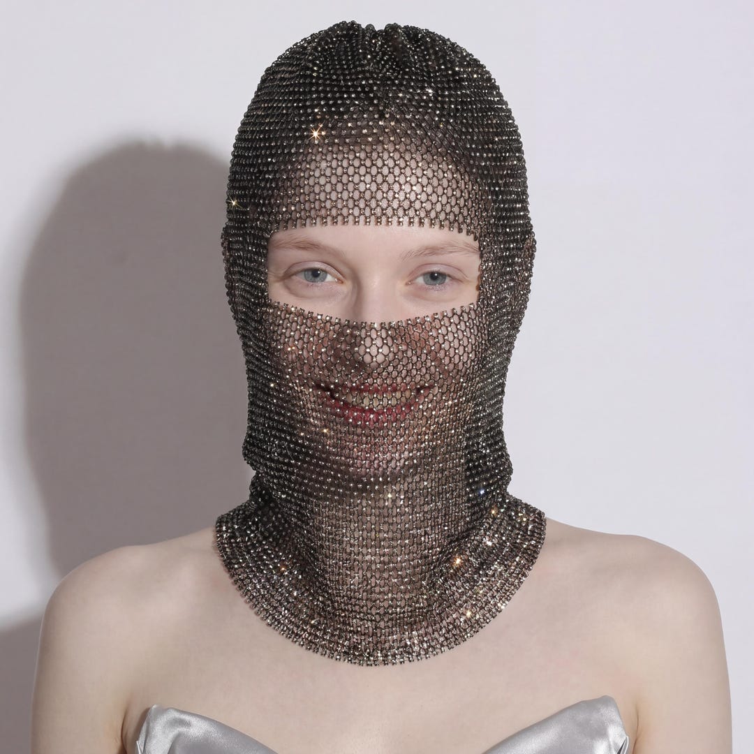 Balclava Rave Rhinestone Balaclava Mask - Sparkly Face Hood - Crystal Ski Mask ...