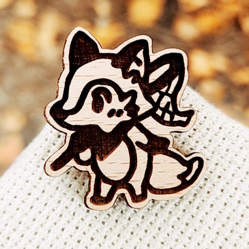 Cute Fox Adventurer Wooden Pin – Fantasy Woodland Fox Brooch ...