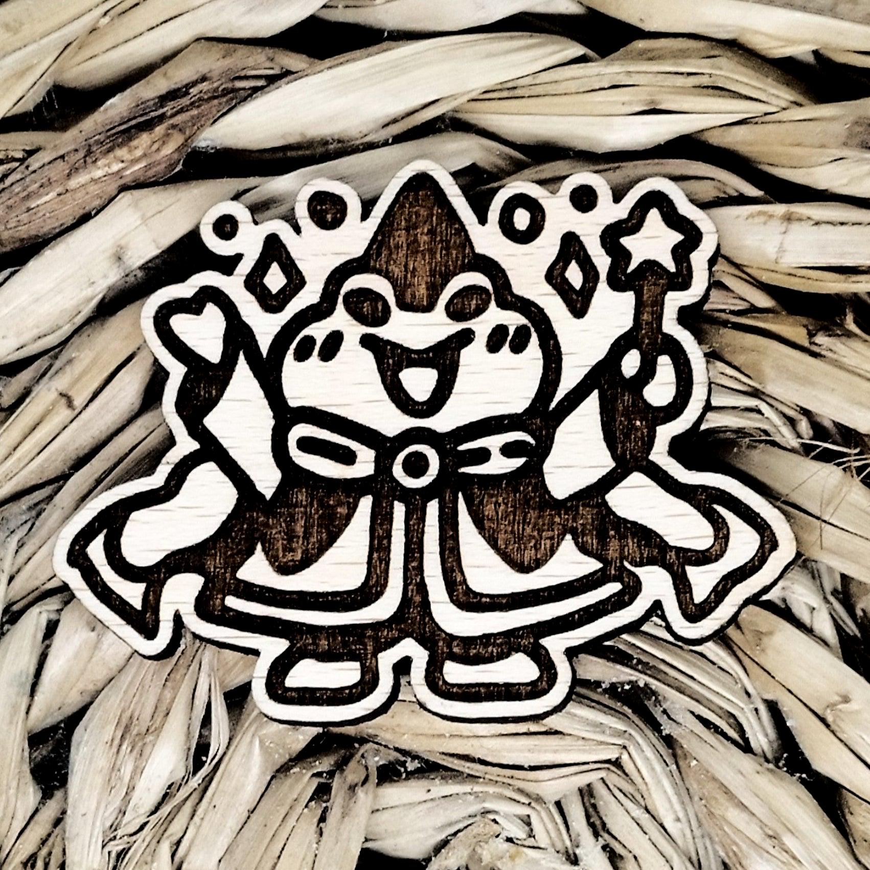 Dark Wizard Pin Frog Wizard Pin – Wooden Lapel Pin, Laser Cut Arcane Fantasy Character ...