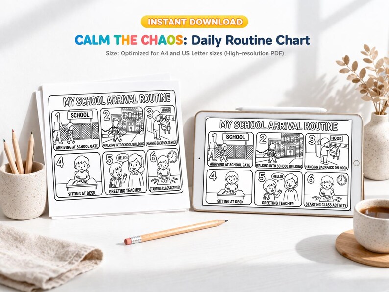 Daily Routine Tablet Daily Routine Visual Charts | Printable PDF | Step-by-step Schedule for ...