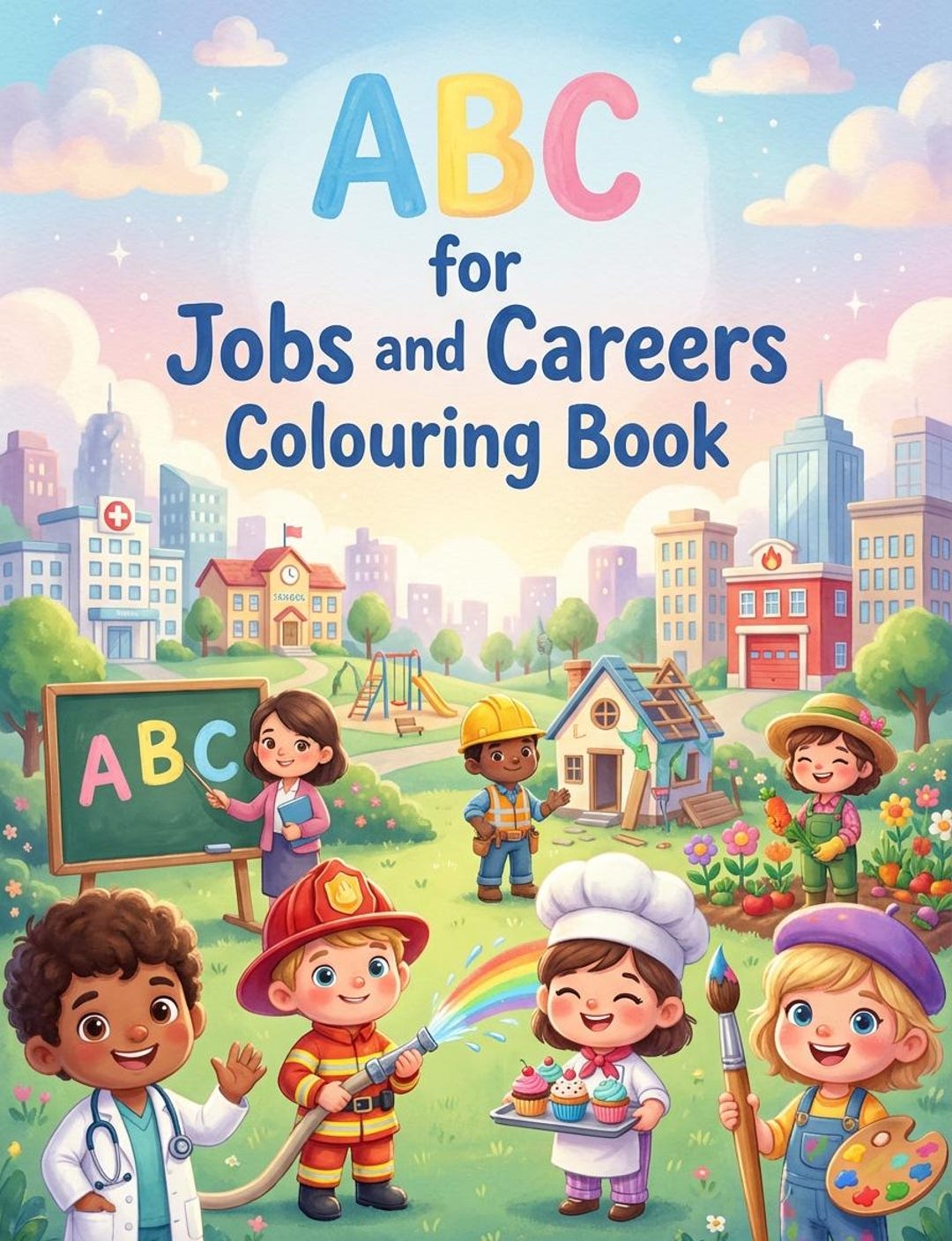 ABC Jobs and Careers Colouring Book - Etsy UK
