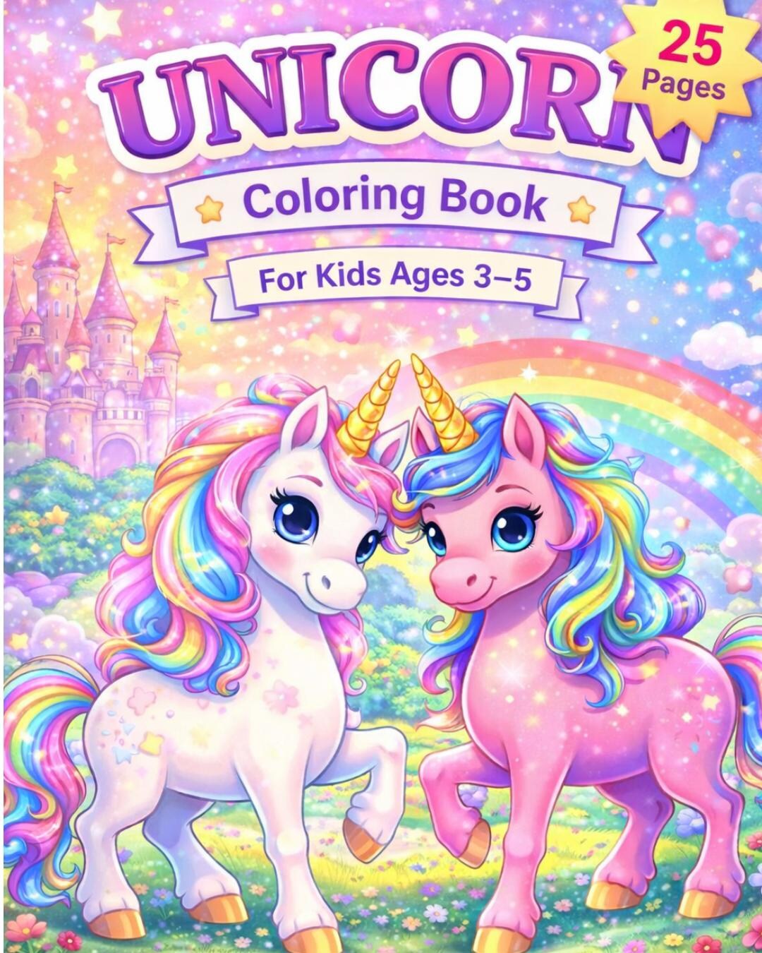 Unicorn Coloring Book for Kids Ages 3-5, Printable Unicorn Coloring ...
