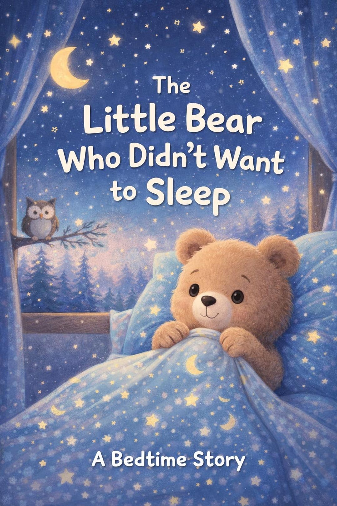 Little Bear Bedtime Story Printable Book for Kids, Toddler Sleep Story ...