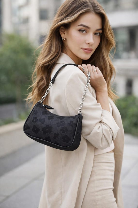 Y2K Floral Embossed Small Shoulder Bag Chain Strap Purse - Etsy display picture 3