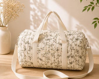 Broderad, quiltad babyväska, specialdesignad mödravårdsväska, weekendgåva för mamma