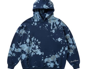 Blue Tie-Dye Oversized Hoodie – Unisex Streetwear Pullover with Pocket