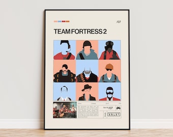 Team Fortress 2 Poster, Video Game Poster, Minimalist Game Print, Gaming Room Poster, Gamer Gift, Gaming Print Poster, Gaming Wall Art