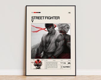 Póster de Street Fighter V, Póster de videojuego, Impresión minimalista de juego, Póster para sala de juegos, Regalo para gamers, Póster impreso de videojuegos, Arte de pared para gamers